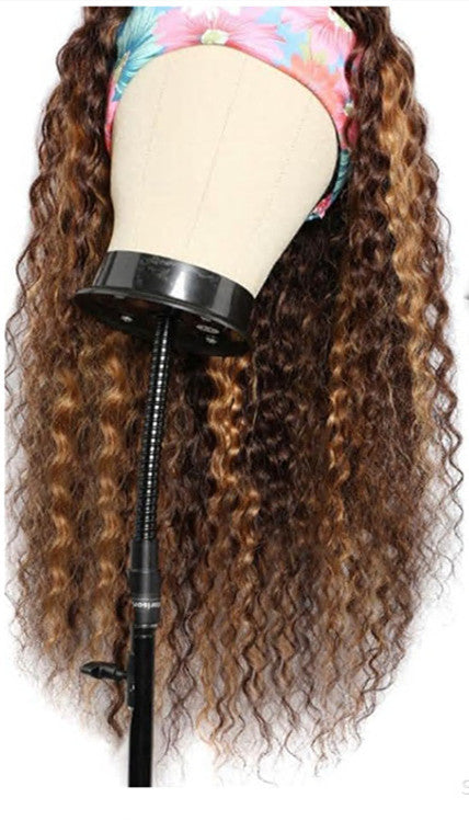 Long Curly Mixed Colour Headband Wig